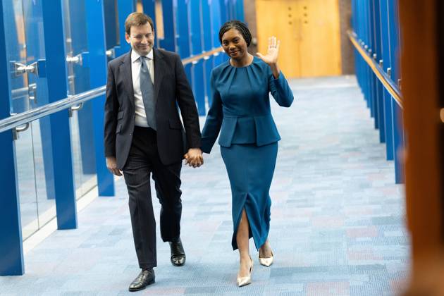 October 7, 2026, Birmingham, United Kingdom: Conservative party leader Kemi Badenoch and her husband Hamish Badenoch (left), arrive ahead of her keynote speech on the final day of the Conservative Party Conference at the International Convention Centre in Birmingham.The Conservative Party leader, Kemi Badenoch s gives her keynote speech at the International Convention Centre on the final day (day four) of the Conservative Party Conference at the International Convention Centre in Birmingham. The Conservative Party opened its annual conference under the slogan Stronger economy, stronger countryÃ¢ Birmingham United Kingdom  - ZUMAs197 20261007_aaa_s197_038 Copyright: xPhilxLewisx