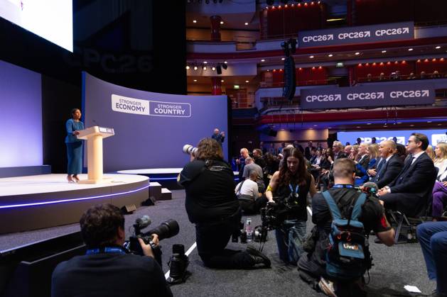 October 7, 2026, Birmingham, United Kingdom: Leader of the Conservative Party Kemi Badenoch gives her keynote speech at the International Convention Centre on the final day (day four) of the Conservative Party Conference at the International Convention Centre in Birmingham..The Conservative Party leader, Kemi Badenoch s gives her keynote speech at the International Convention Centre on the final day (day four) of the Conservative Party Conference at the International Convention Centre in Birmingham. The Conservative Party opened its annual conference under the slogan Stronger economy, stronger countryâ Birmingham United Kingdom - ZUMAs197 20261007_aaa_s197_049 Copyright: xPhilxLewisx
