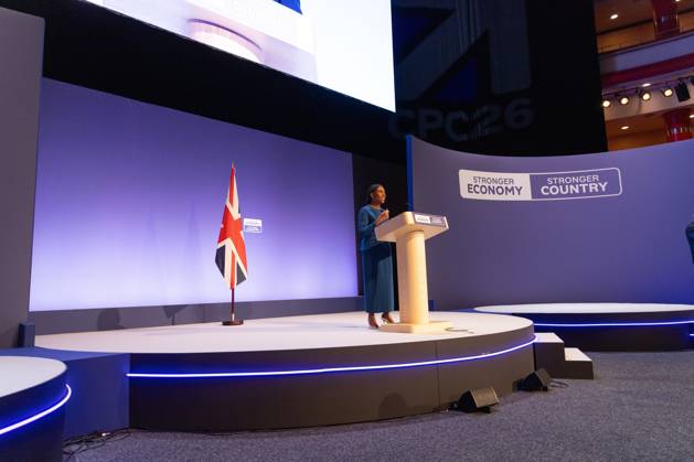 October 7, 2026, Birmingham, United Kingdom: Leader of the Conservative Party Kemi Badenoch gives her keynote speech at the International Convention Centre on the final day (day four) of the Conservative Party Conference at the International Convention Centre in Birmingham..The Conservative Party leader, Kemi Badenoch s gives her keynote speech at the International Convention Centre on the final day (day four) of the Conservative Party Conference at the International Convention Centre in Birmingham. The Conservative Party opened its annual conference under the slogan Stronger economy, stronger countryâ Birmingham United Kingdom - ZUMAs197 20261007_aaa_s197_048 Copyright: xPhilxLewisx