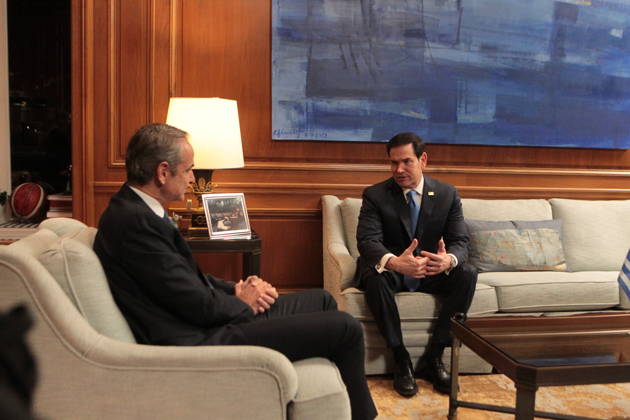 October 7, 2026, Athens, Greece: U.S. Secretary of State Marco Rubio meets with Greek Prime Minister Kyriakos Mitsotakis at the Maximos Mansion in Athens on Wednesday, October 7, 2026, during RubioÃ¢â‚¬â ¢s official visit to Greece for the sixth GreeceÃ¢â‚¬U.S. Strategic Dialogue. The meeting focuses on bilateral relations, defense and regional security, energy cooperation and wider developments in the Eastern Mediterranean. Athens Greece - ZUMAv62_ 20261007_zaf_v62_007 Copyright: xAristidisxVafeiadakisx