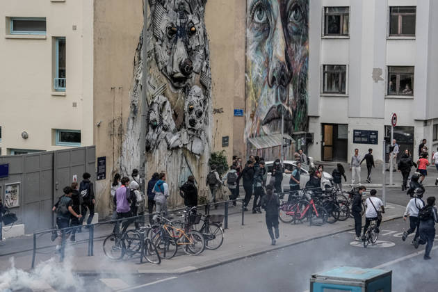 Protest against eduction conditions in Nancy NANCY, FRANCE - OCTOBER 7: Police intervene at the scene using tear gas as students take to the streets to protest education conditions in Nancy, France, on October 7, 2026. Students are taking part in a nationwide high-school mobilization over school conditions and demands for greater education resources, while security units remain deployed around several locations in the city. Muhammed Said Tako Anadolu Nancy France. Editorial use only. Please get in touch for any other usage.  Copyright: x2026xAnadoluxMuhammedxSaidxTakox