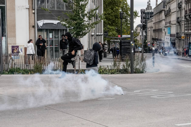 Protest against eduction conditions in Nancy NANCY, FRANCE - OCTOBER 7: Police intervene at the scene using tear gas as students take to the streets to protest education conditions in Nancy, France, on October 7, 2026. Students are taking part in a nationwide high-school mobilization over school conditions and demands for greater education resources, while security units remain deployed around several locations in the city. Muhammed Said Tako Anadolu Nancy France. Editorial use only. Please get in touch for any other usage.  Copyright: x2026xAnadoluxMuhammedxSaidxTakox