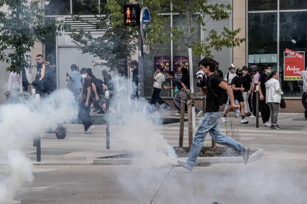 Protest against eduction conditions in Nancy NANCY, FRANCE - OCTOBER 7: Police intervene at the scene using tear gas as students take to the streets to protest education conditions in Nancy, France, on October 7, 2026. Students are taking part in a nationwide high-school mobilization over school conditions and demands for greater education resources, while security units remain deployed around several locations in the city. Muhammed Said Tako Anadolu Nancy France. Editorial use only. Please get in touch for any other usage.  Copyright: x2026xAnadoluxMuhammedxSaidxTakox