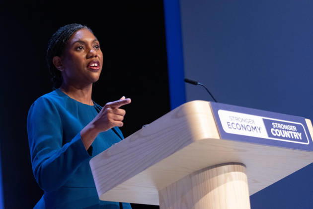 October 7, 2026, Birmingham, United Kingdom: Conservative leader Kemi Badenoch addresses delegates at the Symphony Hall in Birmingham on the final day of the party™s annual conference. Kemi Badenoch delivered her high-stakes keynote speech, she promised sweeping tax cuts and took direct aim at Andy Burnham s Labour government, declaring a battle for the soul of the nation Birmingham United Kingdom - ZUMAs197 20261007_aaa_s197_093 Copyright: xGaryxRobertsx