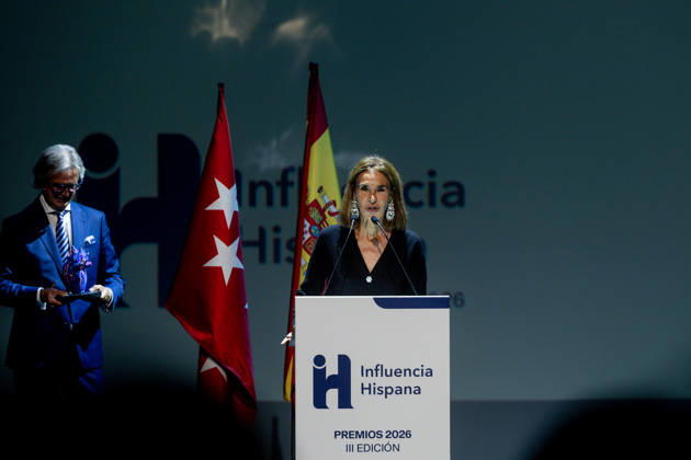 3rd Annual Hispanic Influence Awards: Author Carmen Posadas speaks during the 3rd Annual Hispanic Influence Awards ceremony on October 7, 2026, in Madrid, Spain. The main objective of the Hispanic Influence Awards is to recognize excellence, talent, creativity, and leadership of individuals and institutions that strengthen the ties between the Spanish-speaking community and promote Hispanic values on a global scale. OCTOBER 7, 2026 HISPANIC INFLUENCE AWARDS SPANISH-SPEAKERS HISPANIC IDENTITY Madrid Madrid, Spain  Copyright: xRicardoxRubiox 7827278