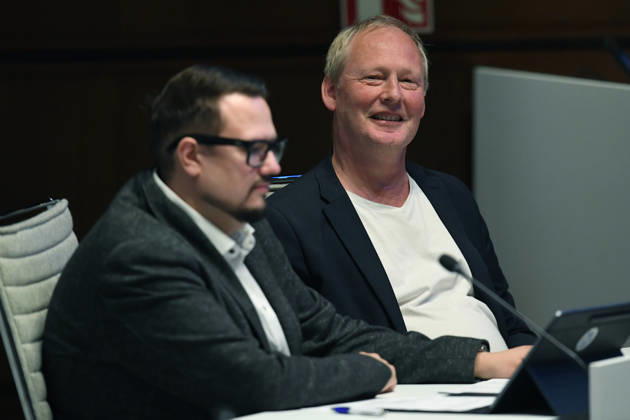 Bezirksvertretung Alt-Oberhausen am 07.10.2026 im Rathaus Oberhausen ( Ratssaal ) Kevin Burmeister ( AfD Landtagskandidat ), vorne - Wolfgang Kempkes ( OB-Kandidat der AfD Oberhausen ), hinten