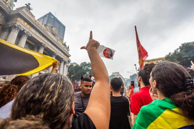 October 7, 2026: Rio de Janeiro, Brazil. October 7, 2026. March for Democracy: Students gather to protest the rise of the far right and march through the city center (CineloÂ¢ndia) in support of President Lula s candidacy. Photo: .  - ZUMAl255 20261007_zip_l255_016 Copyright: xEllanxLustosax