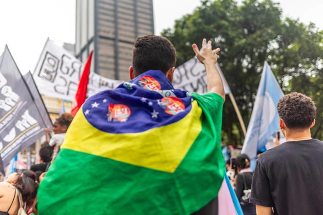 October 7, 2026: Rio de Janeiro, Brazil. October 7, 2026. March for Democracy: Students gather to protest the rise of the far right and march through the city center (CineloÂ¢ndia) in support of President Lula s candidacy. Photo: .  - ZUMAl255 20261007_zip_l255_019 Copyright: xEllanxLustosax