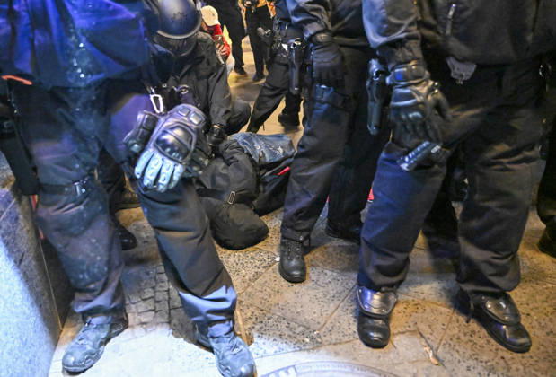 Police in Berlin intervened in demonstrations in support of Palestinians BERLIN, GERMANY - OCTOBER 7: German police detain a protestor during a pro-Palestinian demonstration in Berlin, Germany on October 7, 2026. More than a thousand demonstrators gathered at Oranien Square to protest Israeli attack on Gaza and marched toward Hermann Square before police broke up the rally near the Kottbusser Tor subway station, detaining numerous participants. Halil Sagirkaya Anadolu Berlin Germany. Editorial use only. Please get in touch for any other usage.  Copyright: x2026xAnadoluxHalilxSagirkayax