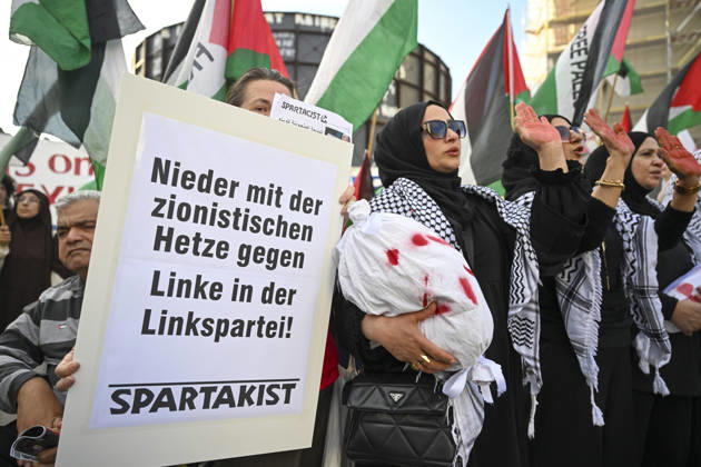 Police in Berlin intervened in demonstrations in support of Palestinians BERLIN, GERMANY - OCTOBER 7: Demonstrators hold toy dolls wrapped in white shrouds to symbolize Palestinian children killed in Israeli attacks, during a pro-Palestine rally organized by Palestinian associations at the intersection of Zimmer and Friedrich streets in Berlin, Germany on October 7, 2026. Halil Sagirkaya Anadolu Berlin Germany. Editorial use only. Please get in touch for any other usage.  Copyright: x2026xAnadoluxHalilxSagirkayax