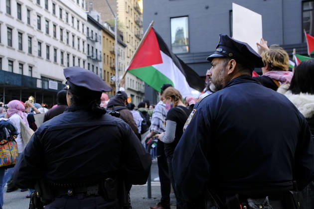 NEW YORK, NY - OCTOBER 7: Anti-Israeli and pro-Palestinian protestors converge during a vigil on the third anniversary of Hamas™ Oct. 7 attack in New York City on October 7, 2026. Copyright: xKatiexGodowskix