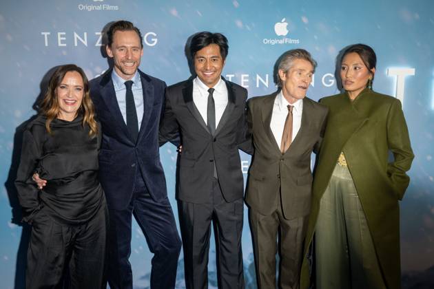 October 7, 2026, New York, New York, United States: (L-R) Jennifer Peedom, Tom Hiddleston, Genden Phuntsok, Willem Dafoe and Thinley Lhamo attend.Apple Original Films Tenzing New York Premiere at DGA Theater on October 07, 2026 in New York City. New York United States - ZUMAs197 20261007_aaa_s197_484 Copyright: xRonxAdarx