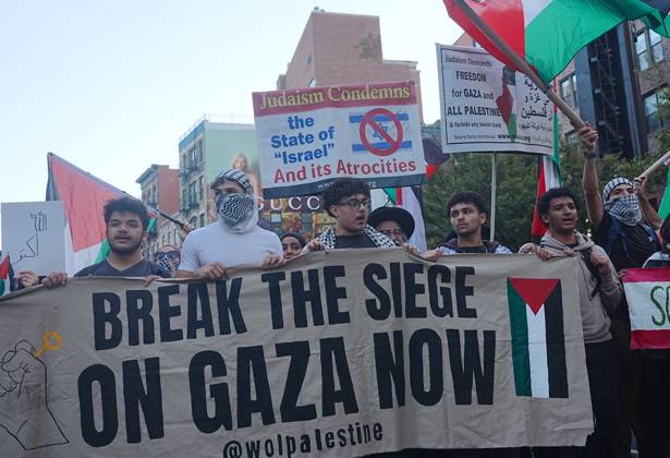 Pro-Palestinians rally outside City Hall NEW YORK, UNITED STATES - OCTOBER 07: Pro-Palestinian Americans rally outside City Hall and march to Union Square in New York, United States, on October 7, 2026, marking the anniversary of the October 7 attacks on Gaza. Selcuk Acar Anadolu New York United States. Editorial use only. Please get in touch for any other usage.  Copyright: x2026xAnadoluxSelcukxAcarx