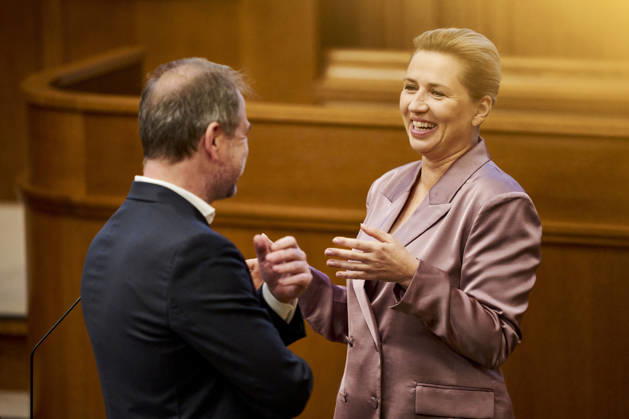 Opening debate in the Danish Parliament Prime Minister Mette Frederiksen and Minister of Justice Nicolai Wammen both from The Social Democratic Party before the parliament s opening debate in the Parliament Hall at Christiansborg on Thursday, October 8, 2026. (Photo: Thomas Traasdahl Ritzau Scanpix) , Copenhagen Denmark Copyright: RitzauxScanpix ThomasxTraasdahlx spdk20261008-085044-L