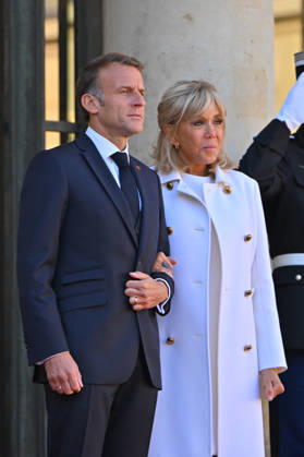 French president hosts German president, Elysee Palace, Paris, France French president Emmanuel Macron and his wife Mme Brigitte Macron host German President Mr Frank Walter Steinmeier and wife Mme Elke Budenbender at the Elysee Palace on October 08, 2026. Paris Elysee Palace Ile de France France