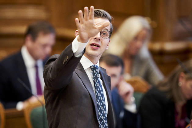 Opening debate in the Danish Parliament Chairman of the Liberal Alliance Alex Vanopslagh during the opening debate of the Folketing in the Parliament Hall at Christiansborg on Thursday, October 8, 2026. (Photo: Thomas Traasdahl Ritzau Scanpix) , Copenhagen Denmark Copyright: RitzauxScanpix ThomasxTraasdahlx spdk20261008-112427-L