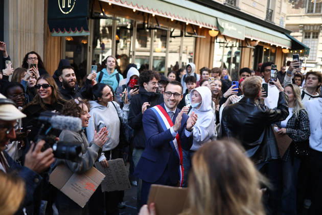 Catholic Institute of Paris Blockade - Paris La France Insoumise - Nouveau Front Populaire s MP Antoine Leaument pictured as students blocking campus of Catholic Institute of Paris ( Institut Catholique de Paris ) in Paris, on October 8, 2026 as they continue their protest to demand the hiring of substitute teachers, increased resources, and decent learning conditions. Photo by Raphael Lafargue ABACAPRESS.COM Paris Ile-de-France France  Copyright: xLafarguexRaphael ABACAx