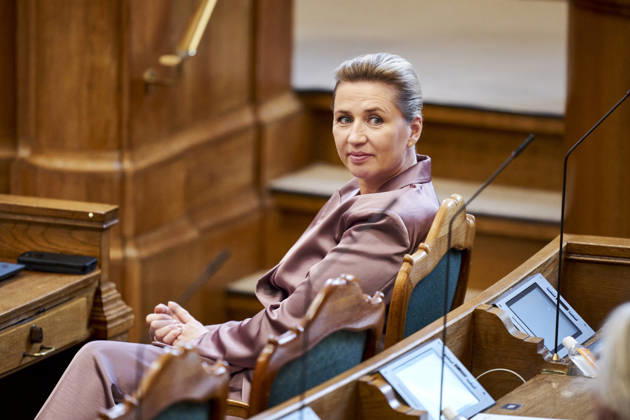 Opening debate in the Danish Parliament Prime Minister Mette Frederiksen, The Social Democratic Party during the opening debate of the Danish Parliament in the Parliament Hall at Christiansborg on Thursday, October 8, 2026. , Copenhagen Denmark Copyright: RitzauxScanpix ThomasxTraasdahlx spdk20261008-113012-L