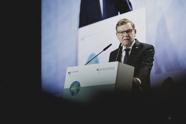 Johann Wadephul (CDU), Bundesaussenminister, aufgenommen im Rahmen des Berlin Peace Dialogue in Berlin, 08.10.2026. Fotografiert im Auftrag des Auswaertigen Amtes. Berlin Deutschland Copyright: xFlorianxGaertnerx