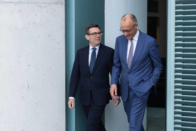 Bundeskanzler Merz empfängt den britischen Premierminister Burnham. Deutschland, Berlin am 8. Oktober 2026: Bundeskanzler Friedrich Merz (CDU) empfängt den Premierminister des Vereinigten Königreichs Großbritannien und Nordirland, Andrew Burnham, zu seinem Antrittsbesuch im Bundeskanzleramt.