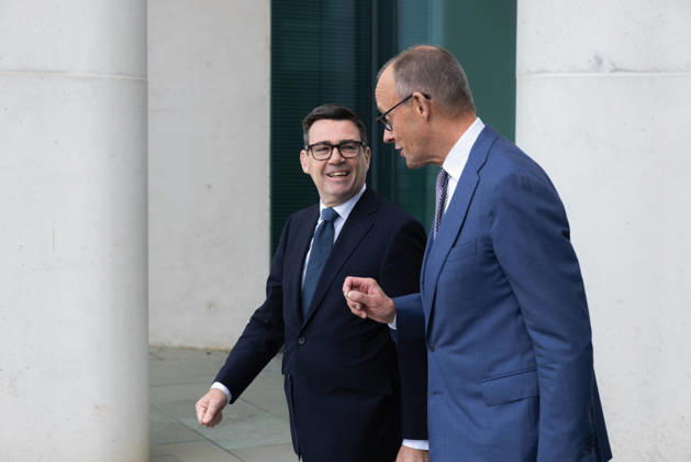 Bundeskanzler Merz empfängt den britischen Premierminister Burnham. Deutschland, Berlin am 8. Oktober 2026: Bundeskanzler Friedrich Merz (CDU) empfängt den Premierminister des Vereinigten Königreichs Großbritannien und Nordirland, Andrew Burnham, zu seinem Antrittsbesuch im Bundeskanzleramt.