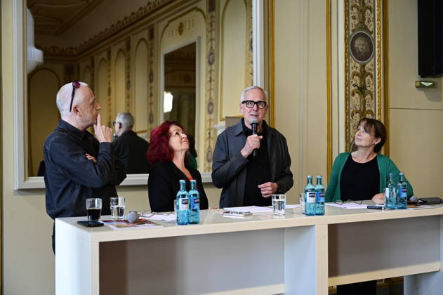 Stefan Hippler, Viola Klein, Joachim Klement und Sabine Mutschke beim Pressegespräch und Präsentation des 16. HOPE-Award zur 18. HOPE-Gala Dresden im Schauspielhaus Dresden. Dresden, 08.10.2026 Copyright: xMatthiasxWehnertx
