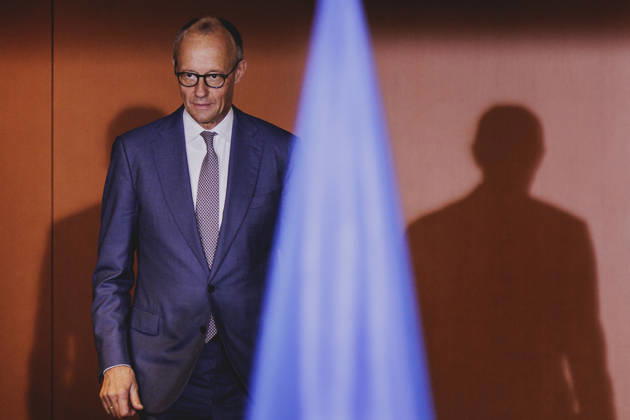 Friedrich Merz (CDU), Bundeskanzler, aufgenommen vor einem Pressestatement mit dem britischen Premierminister (nicht im Bild) in Berlin, 08.10.2026. Berlin Deutschland Copyright: xFlorianxGaertnerx
