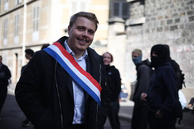 Catholic Institute of Paris and Paris-Panthéon-Assas Louis Boyard Protest - Paris Left-wing La France Insoumise (LFI) MP Louis Boyard during a blockade action near a building of the Pantheon Assas University during a student demonstration in Paris, on October 8, 2026, as part of a nationwide protest movement over learning conditions. Photo by Raphael Lafargue ABACAPRESS.COM Paris France Copyright: xLafarguexRaphael ABACAx