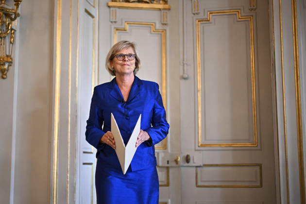 Ingrid Carlberg, Permanent Secretary of the Swedish Academy, announces that Canadian author Anne Carson has been awarded the 2026 Nobel Prize in Literature at Börshuset in Stockholm, Sweden, on October 8, 2026. STOCKHOLM, SWEDEN x10430x  Copyright: xChristinexOlsson TTx NOBEL PRIZE IN LITERATURE 2026 4-QFmwcKAN4