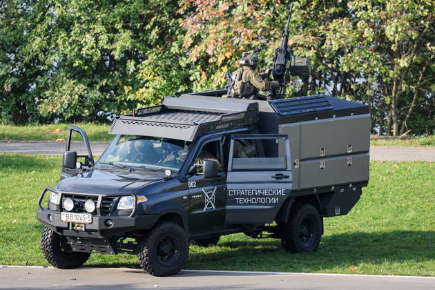 BELARUS, MINSK - OCTOBER 8, 2026: A vehicle is seen during the final phase of the Eurasia-Antiterror 2026 counter-terrorism exercise by relevant agencies of the CIS and SCO member states. The drill is held as part of the 2026 CIS and SCO Counter-Terrorism Forum. Maxim Malinovsky TASS  98945557