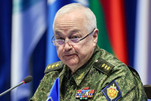 BELARUS, MINSK - OCTOBER 8, 2026: The Head of the CIS Anti-Terrorism Centre, Yevgeny Sysoyev, attends a meeting before the final phase of the Eurasia-Antiterror 2026 counter-terrorism exercise by relevant agencies of the CIS and SCO member states. The drill is held as part of the 2026 CIS and SCO Counter-Terrorism Forum. Maxim Malinovsky TASS  98946399