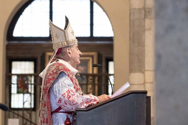 IPA89429930 - Milan, October 8, 26, Basilica of St. Ambrose, Eucharistic celebration marking the 25th anniversary of the Linate plane crash Pictured: Mario Delpini, Archbishop of Milan  Copyright: xGiuliaxSciaccax xGiuliaxSciaccax IPA89429930