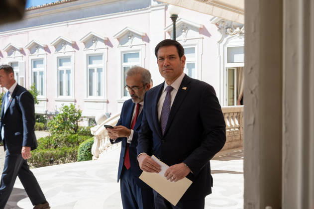October 8, 2026, Lisbon, Lisbon, Portugal: U.S. Secretary of State MARCO RUBIO, right, and Portugal s Minister of State and Foreign Affairs PAULO RANGEL enter their joint press conference at Palacio das Necessidades in Lisbon, Portugal, on October 8, 2026. RUBIO carries papers while RANGEL checks a mobile phone as they arrive for the joint media appearance during RUBIO s visit to Portugal. Lisbon Portugal  - ZUMAr238 20261008_zip_r238_004 Copyright: xRicardoxRochax