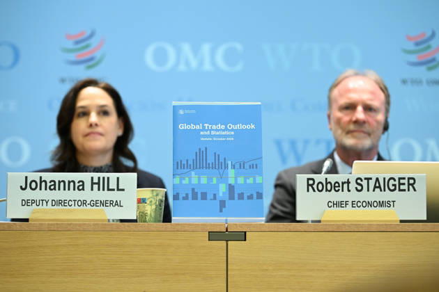 (261008) -- GENEVA, Oct. 8, 2026 -- A copy of the World Trade Organization (WTO) s latest Global Trade Outlook and Statistics report is pictured during a press conference at the WTO headquarters in Geneva, Switzerland, Oct. 8, 2026. WTO said on Thursday that global merchandise trade is expected to grow by 3.9 percent in 2026, up from its March forecast of 1.9 percent, driven by supply chain adaptation and strong investment in artificial intelligence (AI). ) SWITZERLAND-GENEVA-WTO-2026 GLOBAL TRADE GROWTH FORECAST-INCREASE LianxYi 