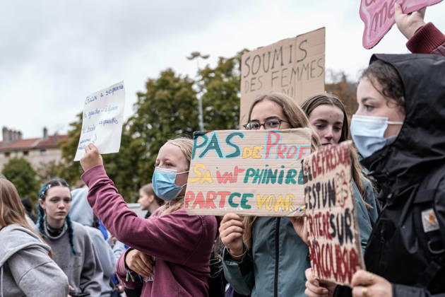 Protest against eduction conditions continues in Nancy NANCY, FRANCE - OCTOBER 8: Students holding placards take to the streets to protest education conditions in Nancy, France, on October 8, 2026. Students are taking part in a nationwide high-school mobilization over school conditions and demands for greater education resources, while security units remain deployed around several locations in the city. Muhammed Said Tako Anadolu Nancy France. Editorial use only. Please get in touch for any other usage.  Copyright: x2026xAnadoluxMuhammedxSaidxTakox