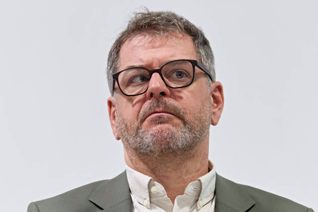 Berlin, 08.10.2026: Werner Graf (Bündnis 90 Die Grünen) beim gemeinsamen Pressestatement von Die Linke Berlin, Bündnis 90 Die Grünen Berlin und SPD Berlin nach Abschluss der Vorgespräche im Foyer des Hauses der Statistik Pressestatement von Linke, Grünen und SPD in Berlin