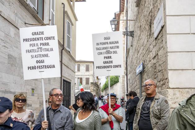 IPA89434772 - ASCOLI PICENO, ITALY OCTOBER 8, 2026: Prime Minister Giorgia Meloni attends the presentation and inauguration ceremony for the Palazzo Saladini Pilastri complex and its monumental park in Ascoli Piceno. The restoration project is part of the PINQuA program for urban regeneration and the enhancement of the city™s historical heritage. (Photo: Andrea Vagnoni IPA Agency)  Copyright: xAndreaxVagnonix xx IPA89434772