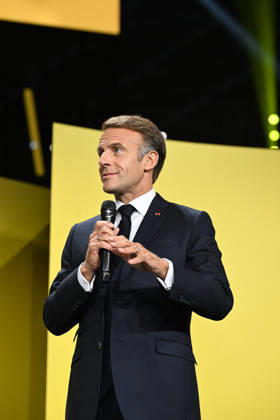 President Macron at Bpifrance Inno Generation - Paris France s President Emmanuel Macron delivers a speech on stage during the Bpifrance Inno Generation (BIG) event, one of Europe’s largest gatherings dedicated to entrepreneurs, in Paris, France on October 8, 2026. Photo by Jeanne Accorsini Pool ABACAPRESS.COM Paris France  Copyright: xAccorsinixJeanne Pool ABACAx
