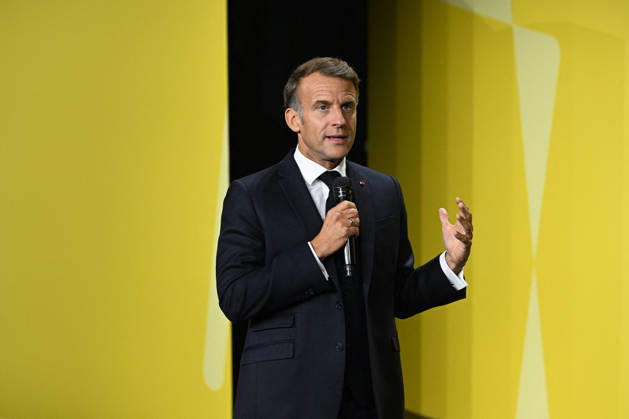 President Macron at Bpifrance Inno Generation - Paris France s President Emmanuel Macron delivers a speech on stage during the Bpifrance Inno Generation (BIG) event, one of Europe’s largest gatherings dedicated to entrepreneurs, in Paris, France on October 8, 2026. Photo by Jeanne Accorsini Pool ABACAPRESS.COM Paris France  Copyright: xAccorsinixJeanne Pool ABACAx