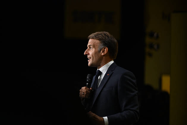 President Macron at Bpifrance Inno Generation - Paris France s President Emmanuel Macron delivers a speech on stage during the Bpifrance Inno Generation (BIG) event, one of Europe’s largest gatherings dedicated to entrepreneurs, in Paris, France on October 8, 2026. Photo by Jeanne Accorsini Pool ABACAPRESS.COM Paris France  Copyright: xAccorsinixJeanne Pool ABACAx