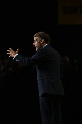 President Macron at Bpifrance Inno Generation - Paris France s President Emmanuel Macron delivers a speech on stage during the Bpifrance Inno Generation (BIG) event, one of Europe’s largest gatherings dedicated to entrepreneurs, in Paris, France on October 8, 2026. Photo by Jeanne Accorsini Pool ABACAPRESS.COM Paris France  Copyright: xAccorsinixJeanne Pool ABACAx