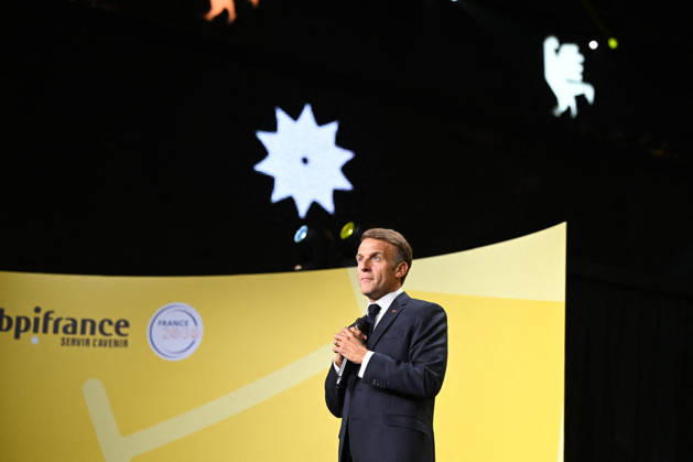 President Macron at Bpifrance Inno Generation - Paris France s President Emmanuel Macron delivers a speech on stage during the Bpifrance Inno Generation (BIG) event, one of Europe’s largest gatherings dedicated to entrepreneurs, in Paris, France on October 8, 2026. Photo by Jeanne Accorsini Pool ABACAPRESS.COM Paris France  Copyright: xAccorsinixJeanne Pool ABACAx