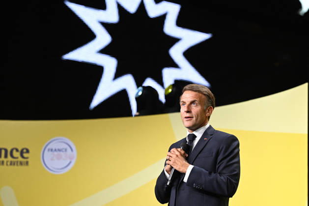 President Macron at Bpifrance Inno Generation - Paris France s President Emmanuel Macron delivers a speech on stage during the Bpifrance Inno Generation (BIG) event, one of Europe’s largest gatherings dedicated to entrepreneurs, in Paris, France on October 8, 2026. Photo by Jeanne Accorsini Pool ABACAPRESS.COM Paris France  Copyright: xAccorsinixJeanne Pool ABACAx