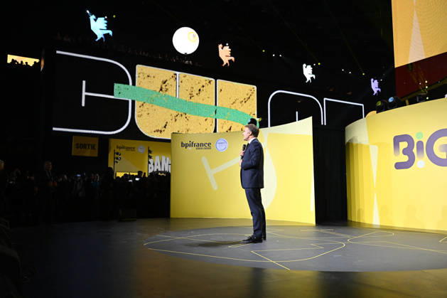 President Macron at Bpifrance Inno Generation - Paris France s President Emmanuel Macron delivers a speech on stage during the Bpifrance Inno Generation (BIG) event, one of Europe’s largest gatherings dedicated to entrepreneurs, in Paris, France on October 8, 2026. Photo by Jeanne Accorsini Pool ABACAPRESS.COM Paris France  Copyright: xAccorsinixJeanne Pool ABACAx