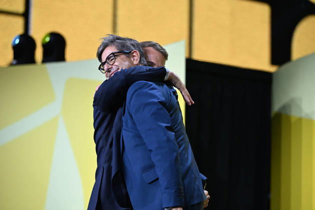 President Macron at Bpifrance Inno Generation - Paris France s President Emmanuel Macron greets General Manager of the Banque Publique d’Investissement (Bpifrance) Nicolas Dufourcq on stage during the Bpifrance Inno Generation (BIG) event, one of Europe’s largest gatherings dedicated to entrepreneurs, in Paris, France on October 8, 2026. Photo by Jeanne Accorsini Pool ABACAPRESS.COM Paris France  Copyright: xAccorsinixJeanne Pool ABACAx