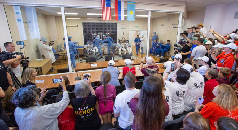 October 8, 2026, Baikonur, Kazakhstan: Baikonur, Kazakhstan. 14 July, 2026. NASA astronaut Anil Menon, left, and Roscosmos cosmonauts Pyotr Dubrov and Anna Kikina prepare for Sokol suit pressure checks at the Baikonur Cosmodrome, July 14, 2026 in Baikonur, Kazakhstan. The crew launched to the International Space Station later that day. Baikonur Kazakhstan - ZUMAp138 20261008_zaa_p138_024 Copyright: xVictorxZelentsov Nasax