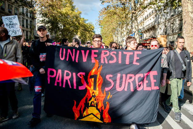 Student Protest - Paris Hundreds of high school students occupy Place de la Bastille in Paris, France on October 8, 2026, following the success of the October 6 protest, calling to continue and amplify the movement. Photo by ABACAPRESS.COM Paris France  Copyright: xPrezatxDenis ABACAx