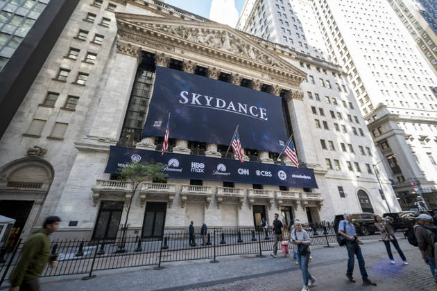 Skydance at the NYSE The New York Stock Exchange is decorated with a banner for Skydance on Thursday, October 8, 2026 celebrating it listing from NASDAQ to the NYSE following its acquisition of Warner Bros. Discovery.. (  RichardxB.xLevine
