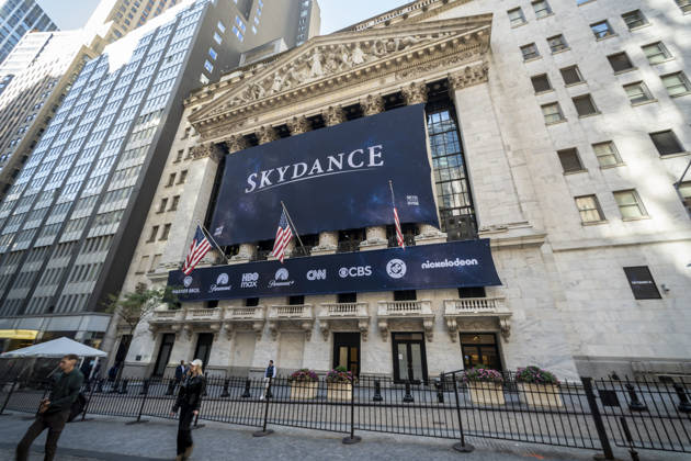 Skydance at the NYSE The New York Stock Exchange is decorated with a banner for Skydance on Thursday, October 8, 2026 celebrating it listing from NASDAQ to the NYSE following its acquisition of Warner Bros. Discovery.. (  RichardxB.xLevine