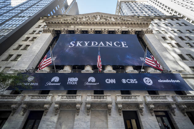 Skydance at the NYSE The New York Stock Exchange is decorated with a banner for Skydance on Thursday, October 8, 2026 celebrating it listing from NASDAQ to the NYSE following its acquisition of Warner Bros. Discovery.. (  RichardxB.xLevine